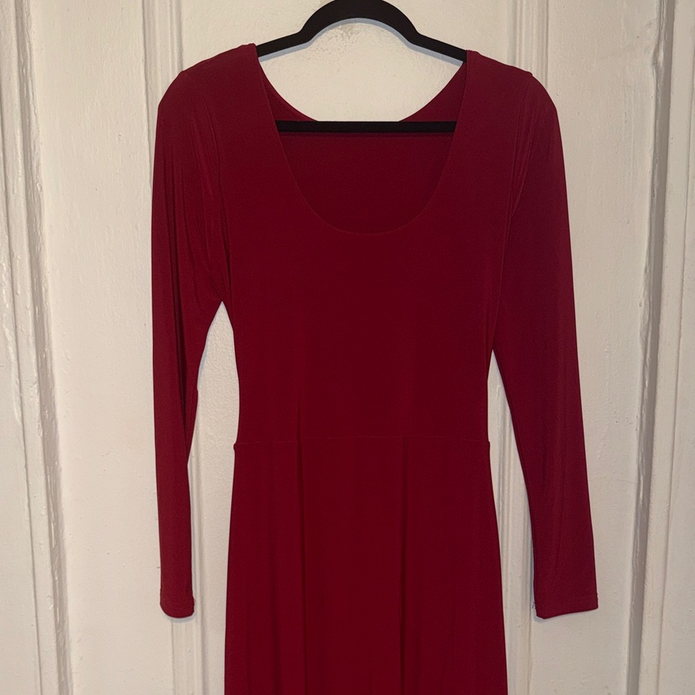 Elegant Long Sleeve Red Dress